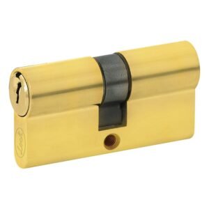 Cilindro europeo 60 mm funcion doble, laton brillante, llave estandar, en caja Lock