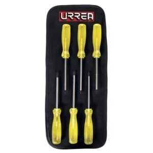 Juego de destornilladores con mango ambar punta torx, 6 piezas en estuche Urrea