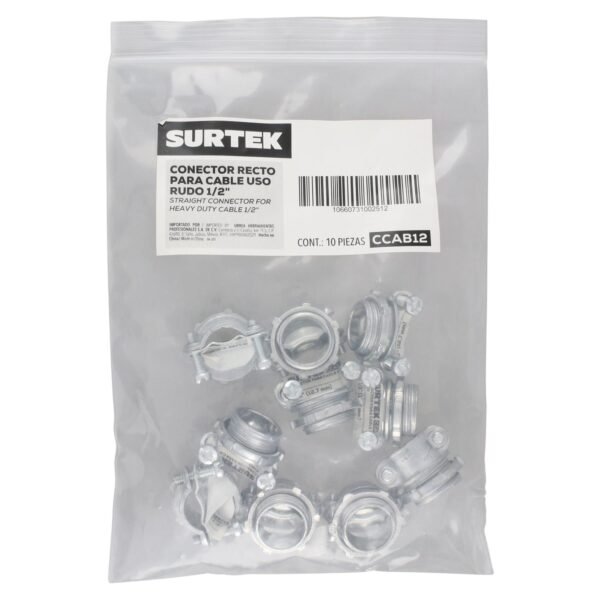 Conector recto para cable 1/2" Surtek