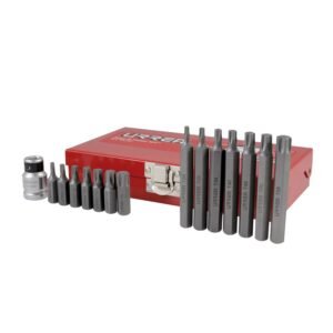 Juego de puntas Torx hexagono de 3/8" con adaptador, 15 piezas en caja metalica Urrea