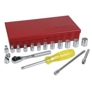 Juego de dados y accesorios cuadro de 1/4" metrico, 18 piezas Urrea