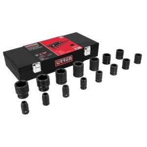 68805233 Juego de dados de impacto cuadro de 1/2", 6 puntas, en pulgadas, 15 piezas en caja Urrea