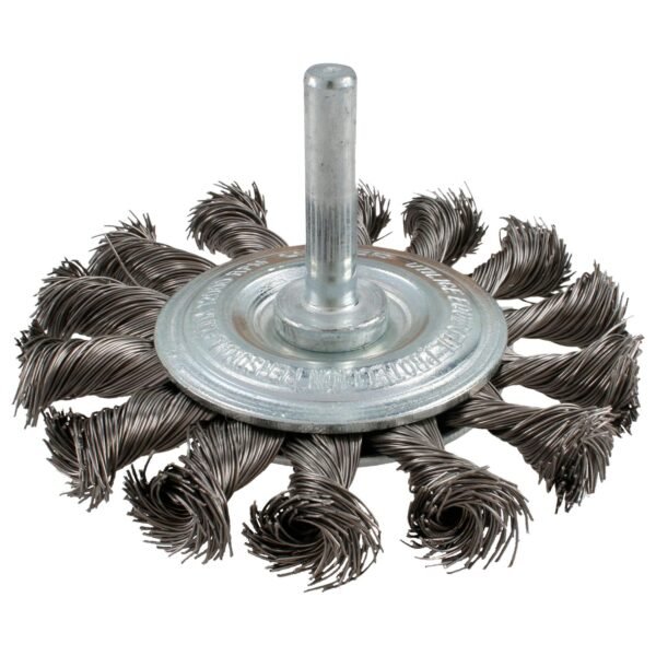 Carda circular trenzada alambre delgado de acero inoxidable 3" x 0.35 mm con zanco 1/4" Urrea