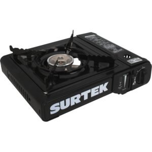 Estufa portatil de gas, con encendido electronico para lata valvula 1/4 de vuelta Surtek
