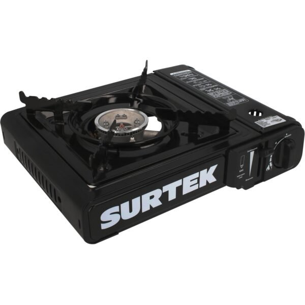 Estufa portatil de gas, con encendido electronico para lata valvula 1/4 de vuelta Surtek