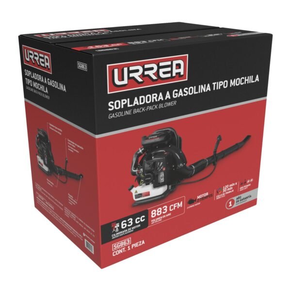 Sopladora con motor a gasolina 63cc Urrea