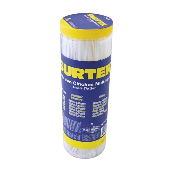 68810852 Cinchos plasticos en bote, 650 piezas multiusos varios colores Surtek