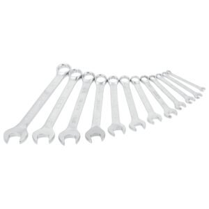 Juego de llaves combinadas satinadas en pulgadas, 12 puntas, 12 piezas en rack Surtek