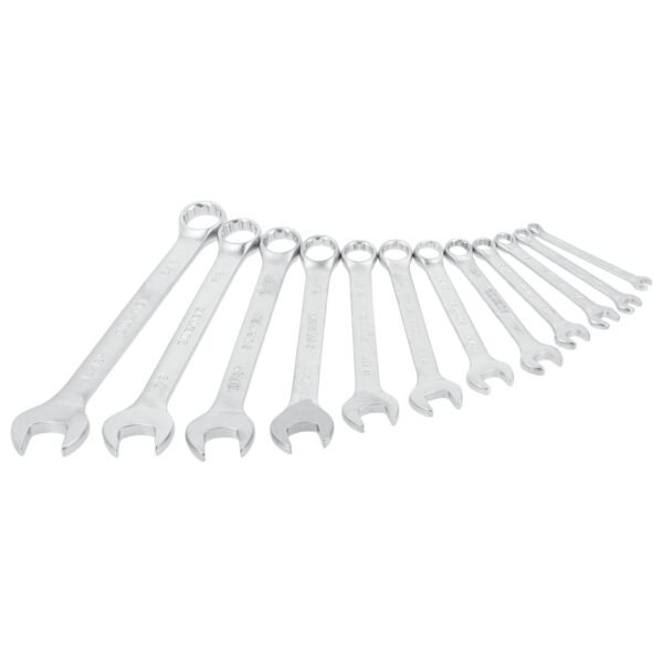 Juego de llaves combinadas satinadas en pulgadas, 12 puntas, 12 piezas en rack Surtek