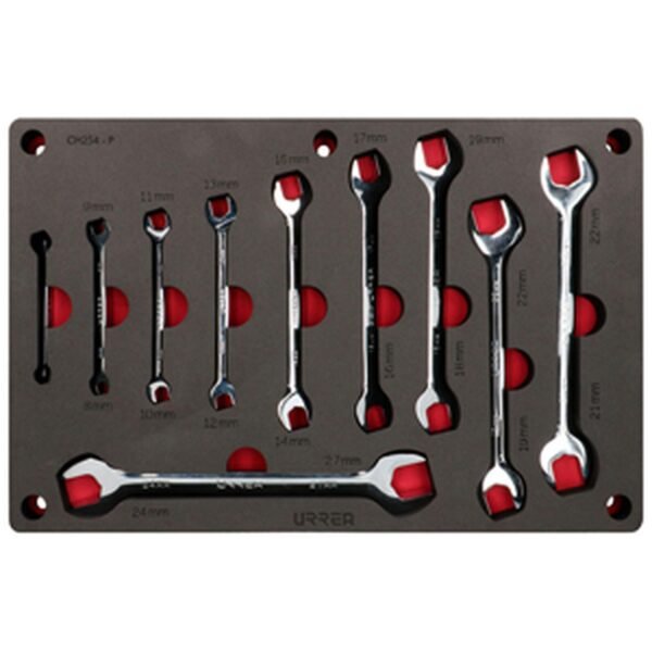 Juego de llaves españolas pulido espejo metricas 10 piezas, CH254P-C Urrea