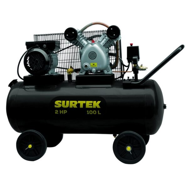 Compresor de aire electrico con transmision de banda 100L, 2HP, 127V Surtek