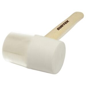 Mazo con cabeza de hule blanco con mango de madera de 14", 16 oz Surtek