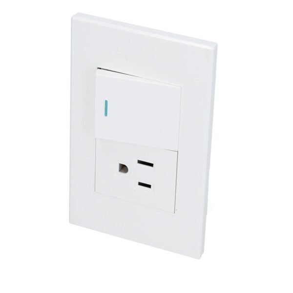 Placa 1 Interruptor 1 contacto 1/2, linea Premium, color blanco Surtek