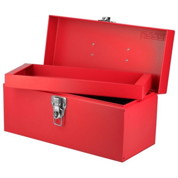 Caja portaherramientas metalica con asa plastica color rojo 14" x 6" x 6" Urrea