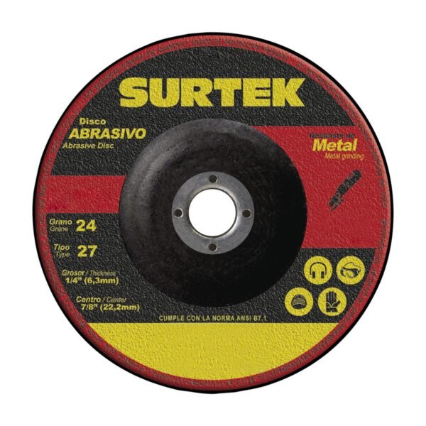 68800687 Disco abrasivo tipo 27 para metal 7" x 1/4" Surtek