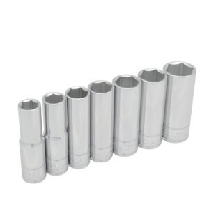 Juego de dados largos cuadro de 1/2", 6 puntas, en pulgadas, 7 piezas Urrea