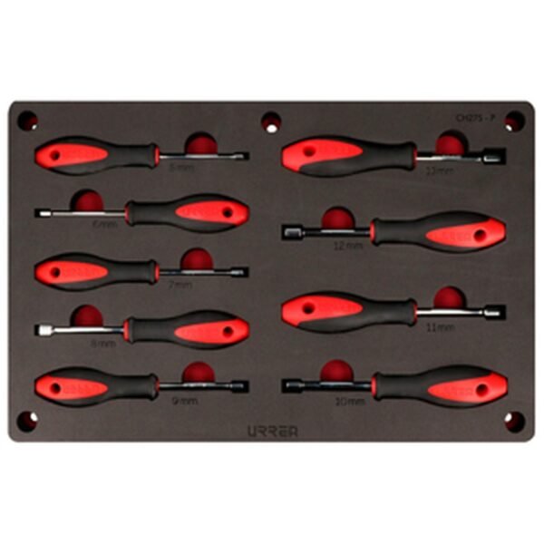 Juego de destornilladores con mango bimaterial de caja combinados 9 piezas, CH275P-C Urrea