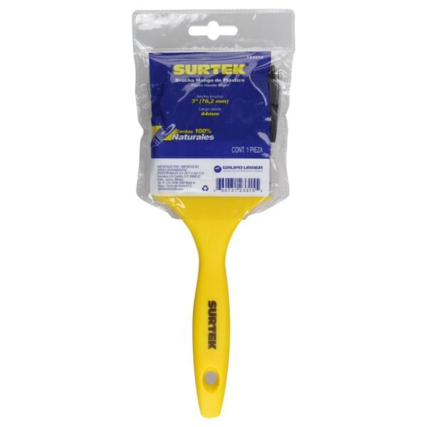 Brocha de cerdas naturales con mango plastico 3" Surtek