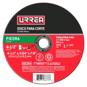 Disco abrasivo tipo 1 para piedra 4-1/2" x 3/64" Urrea
