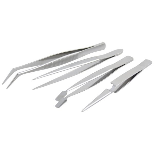 Juego de pinzas de presicion tipo tweezer, 4 piezas Surtek