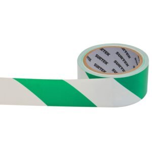 Cinta de señalizacion de adhesivo acrilico ancho 2" de 18 m, color blanco/verde Surtek