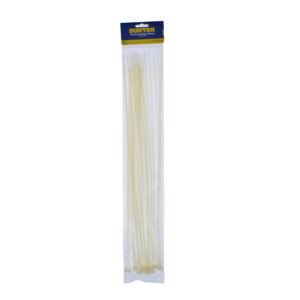 Cinchos plasticos 500 x 4.8 mm, tension 27 kg de 25 piezas, color blanco Surtek