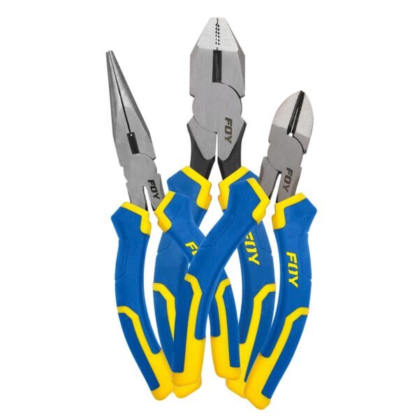 Juego de pinzas para electricista con mango bimaterial combinado, 3 piezas Foy