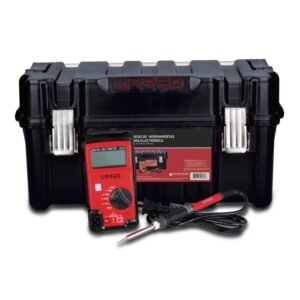 Juego de herramienta con multimetro 3 piezas, caja plastica Urrea