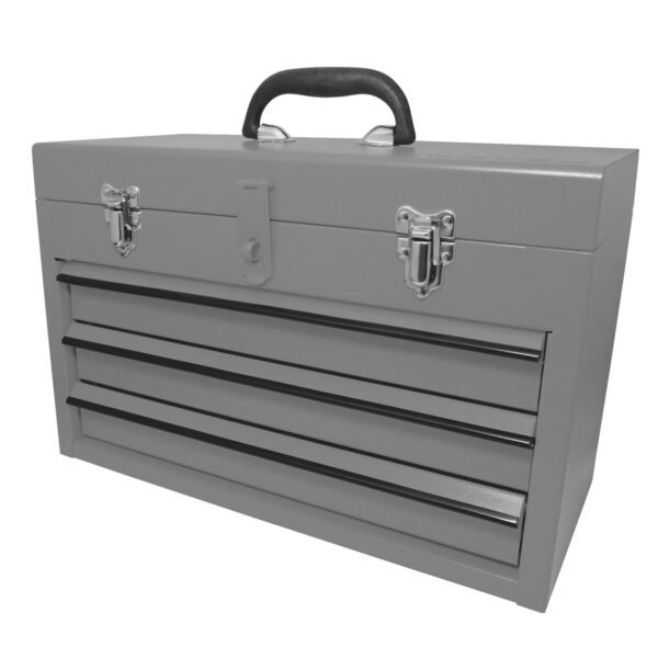 Caja portaherramientas metalica color gris con 3 gavetas 11" x 18" x 9" Surtek