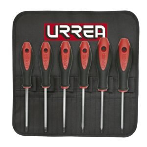 Juego de destornilladores con mango bimaterial punta torx, 6 piezas en estuche Urrea