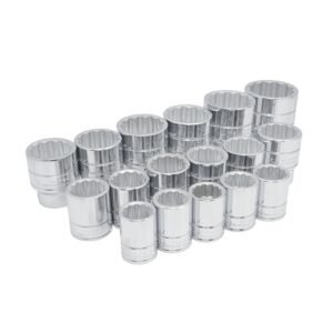 68811387 Juego de dados cuadro de 3/4", 12 puntas, metricos, 17 piezas Urrea