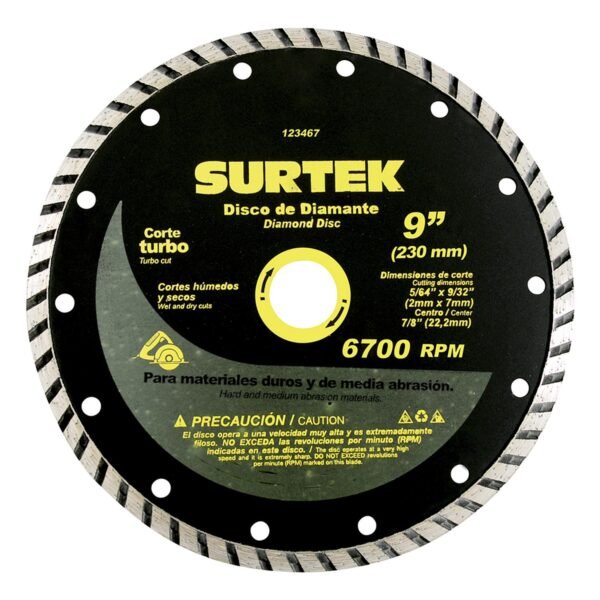 Disco de diamante turbo 9" Surtek