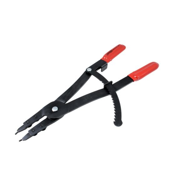 Pinza para cerrar anillos de retencion con mecanismo de matraca Urrea