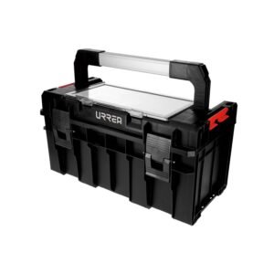 Caja portaherramientas plastica modular con organizador color negro 18"x 10" x 9" Urrea