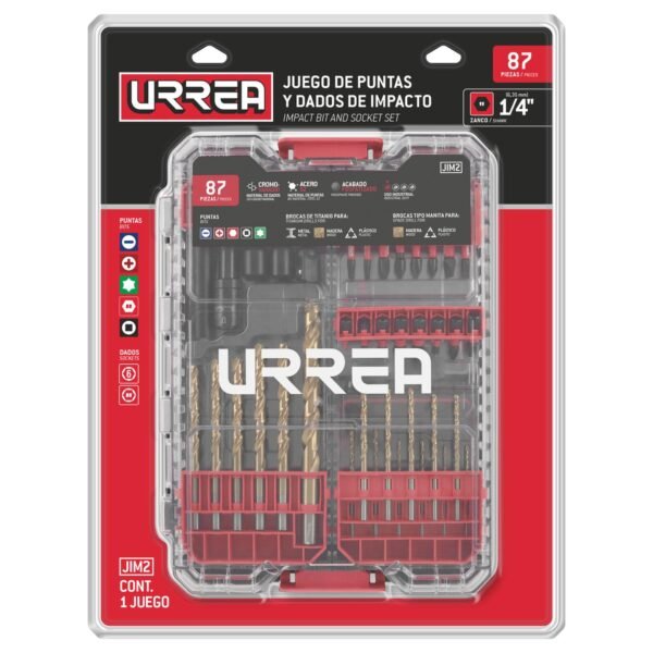 68800012 Juego de puntas y dados de impacto, 87 piezas Urrea