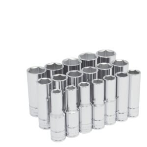 Juego de dados largos cuadro de 1/2" 6 puntas, metricos, 18 piezas Urrea