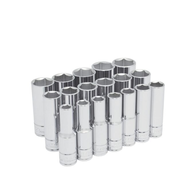 Juego de dados largos cuadro de 1/2" 6 puntas, metricos, 18 piezas Urrea