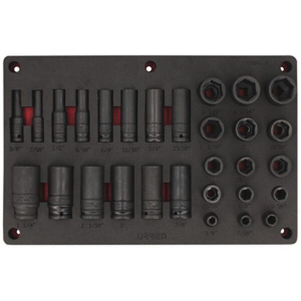 Juego de dados de impacto en pulgadas cuadro de 1/2" 29 piezas, CH241P-C Urrea