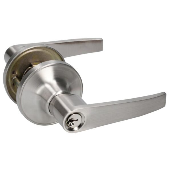 Manija tubular recta funcion entrada y recamara, niquel satinado, llave estandar, blister Lock
