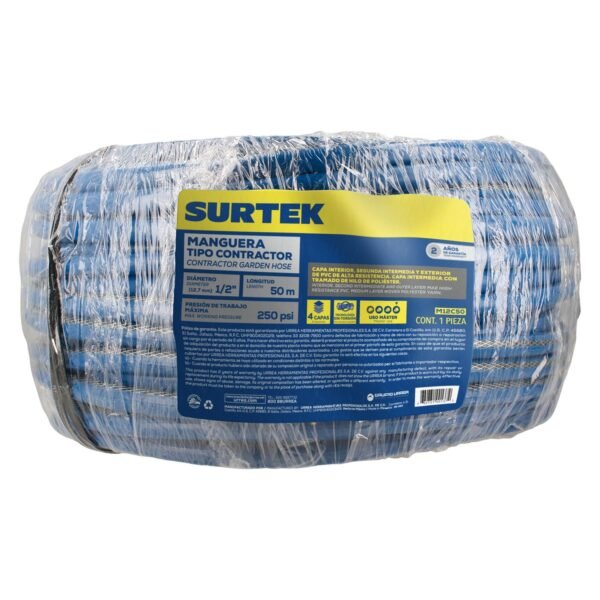 68801013 Manguera para jardin contractor en rollo 1/2" x 50 m Surtek