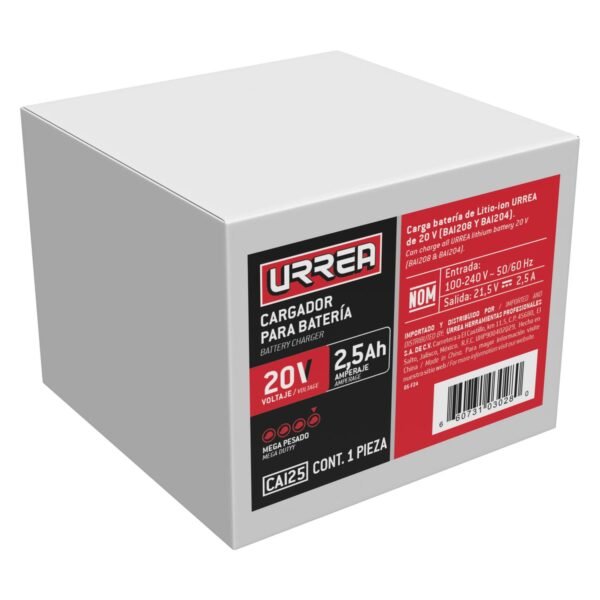 Cargador de baterias 20 V, 2.5 Ah Urrea