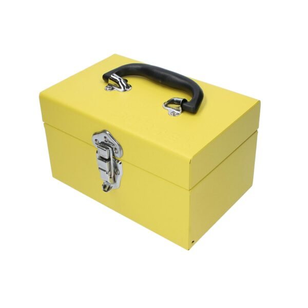 Caja portaherramientas metalica color amarillo 9" x 5" x 6" Surtek