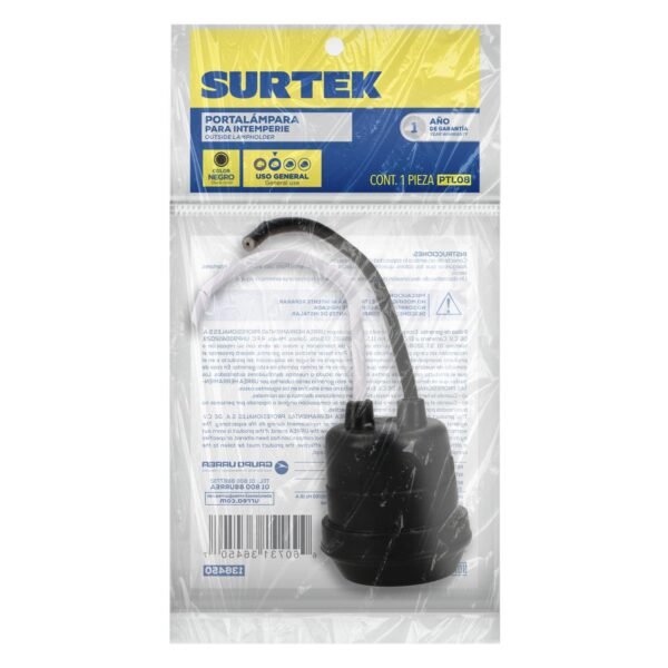 Portalampara de hule para intemperie, color negro Surtek