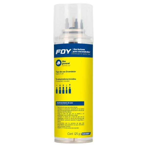 Lata de gas butano para encendedor 125 g Foy