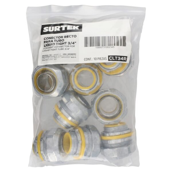 Conector recto para tubo liquid tight 3/4" Surtek