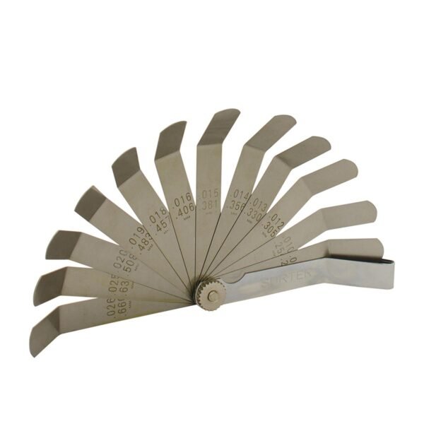 Calibrador en pulgadas 12 hojas dobladas 45° Surtek