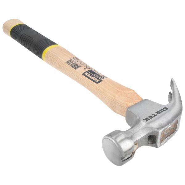 Martillo de uña curva pulido con mango de madera, 8 oz Surtek