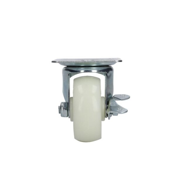 Rodaja de polipropileno blanca giratoria con freno 3" Surtek