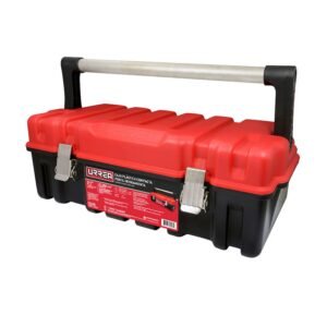 Caja portaherramientas plastica con broches metalicos color negro tapa roja 21" x 11" x 7" Urrea