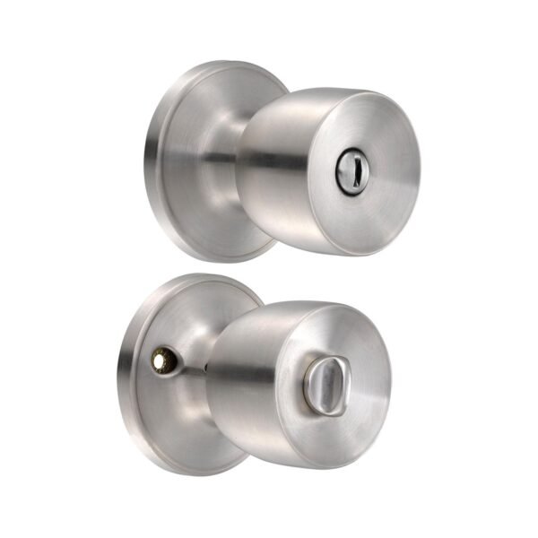 Pomo tubular copa recta funcion baño, laton antiguo, llave estandar, blister Lock